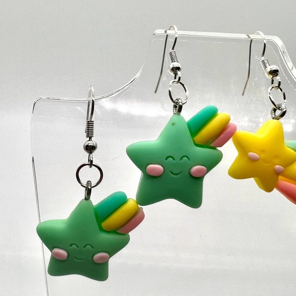 Shooting Star Earrings - Rainbow Earrings - Pastel Earrings - Spring Earrings - Picture 4 of 10